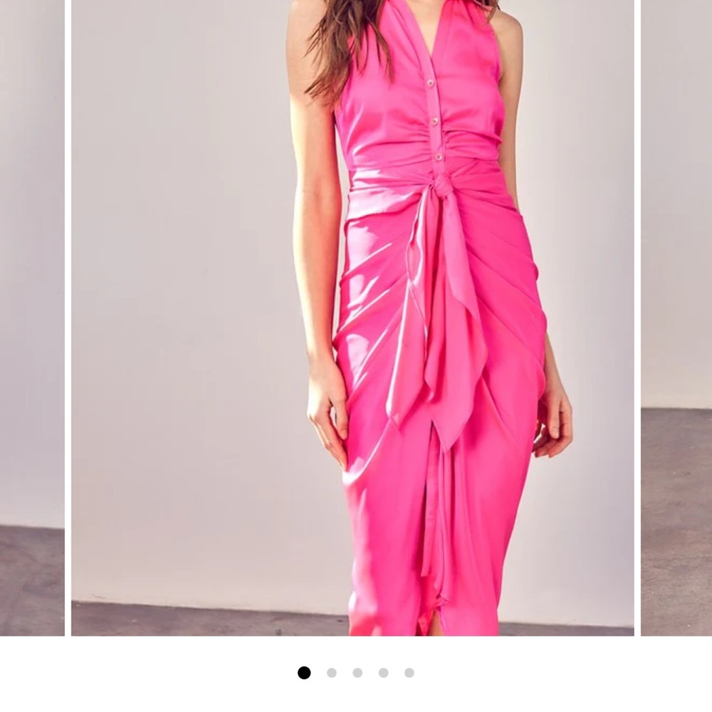 DO+BE Pink Asymmetrical Ruched Midi Dress